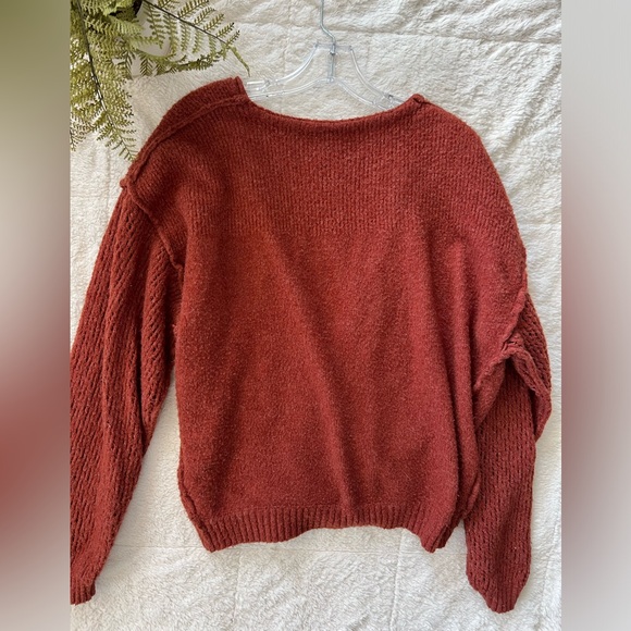 Free People Cross Red Knit Pullover Sweater - Picture 4 of 8